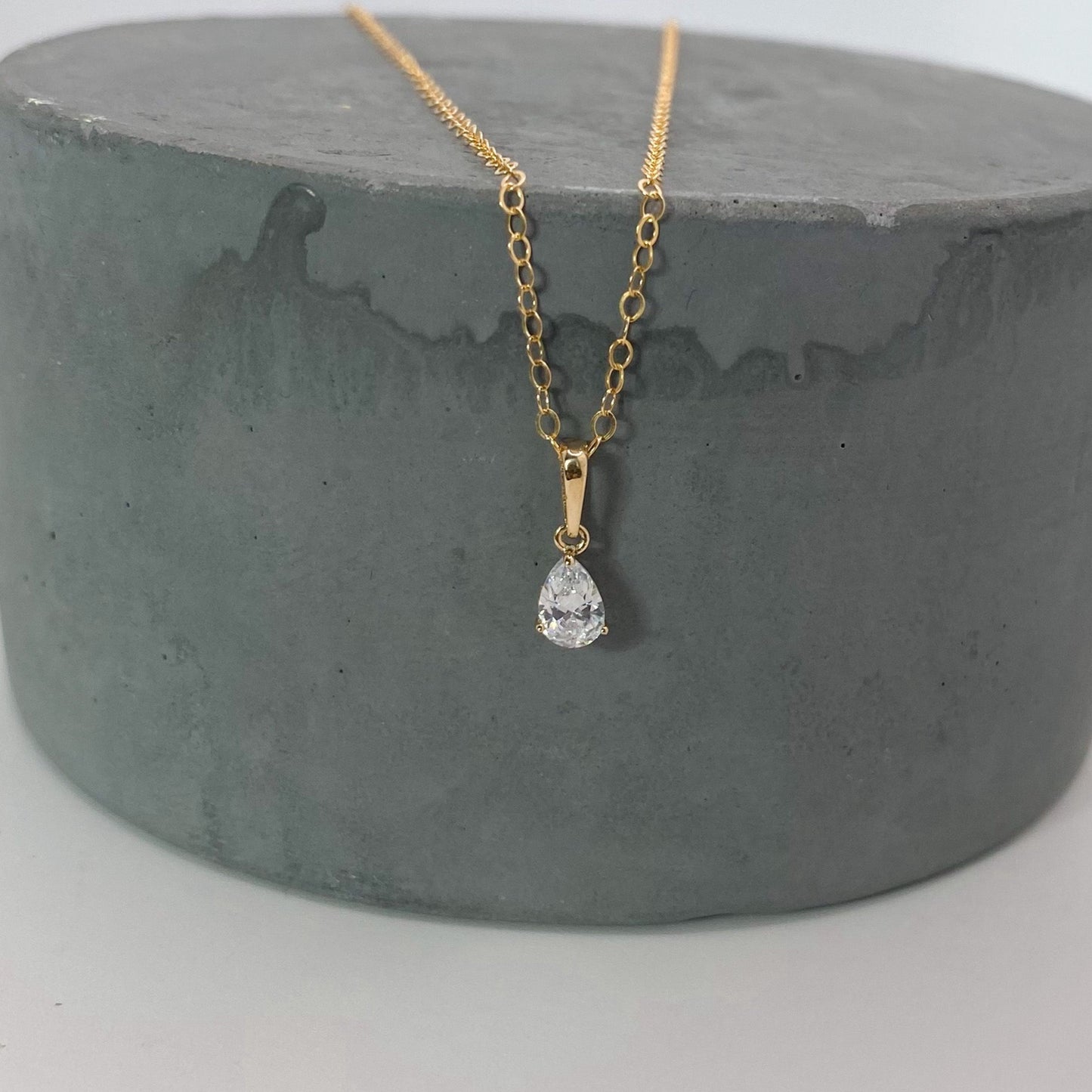 Solid Gold Teardrop Necklace