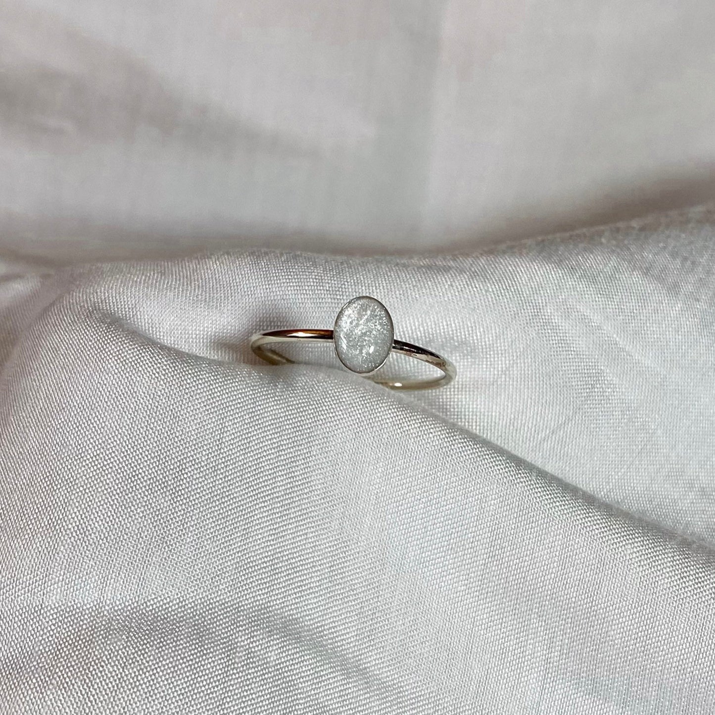 Raw White Gold Oval Ring