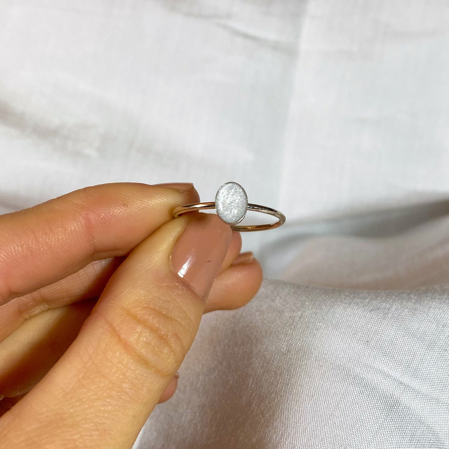 Raw White Gold Oval Ring