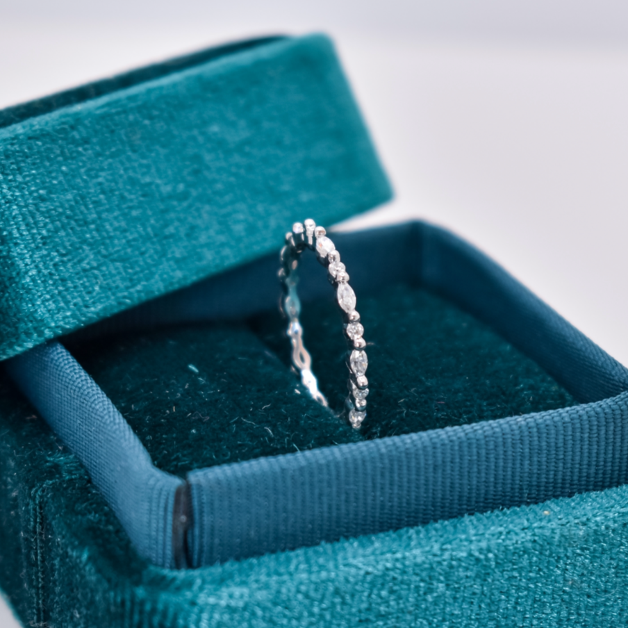 Marquise and Round Cut Full Band- Moissanite