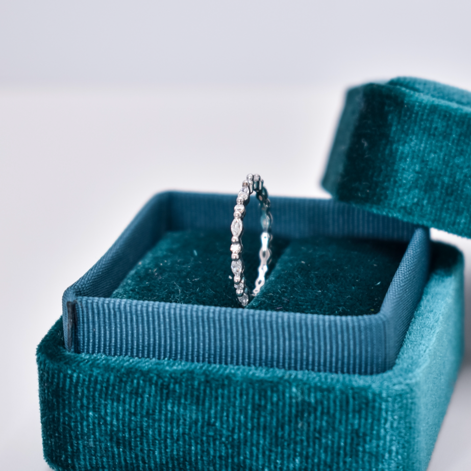 Marquise and Round Cut Full Band- Moissanite
