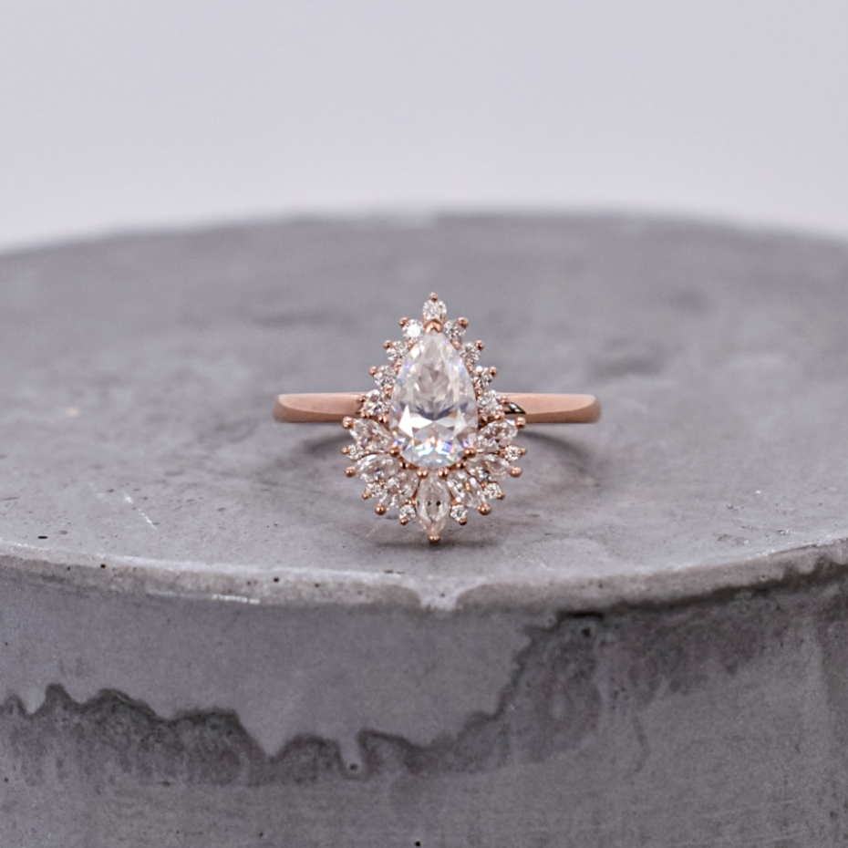 Marquise Crown Ring- Moissanite