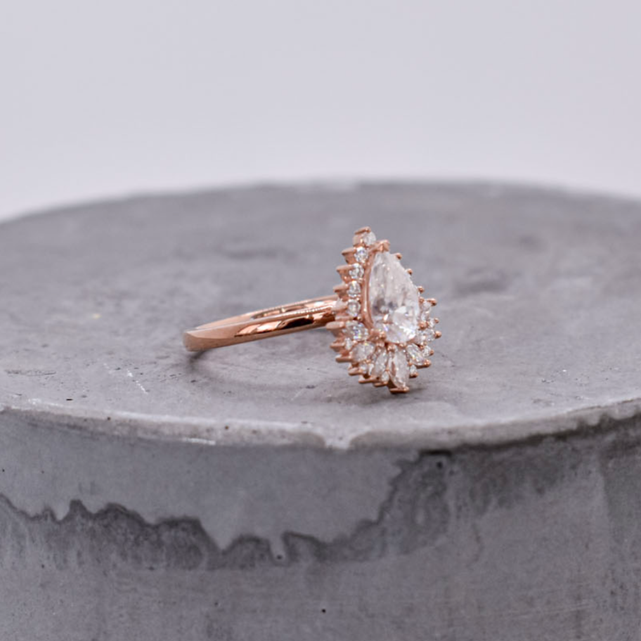 Marquise Crown Ring- Moissanite