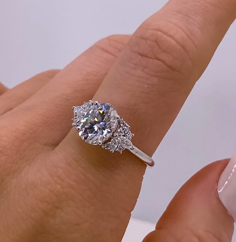 Multi Stone Oval Ring- Moissanite