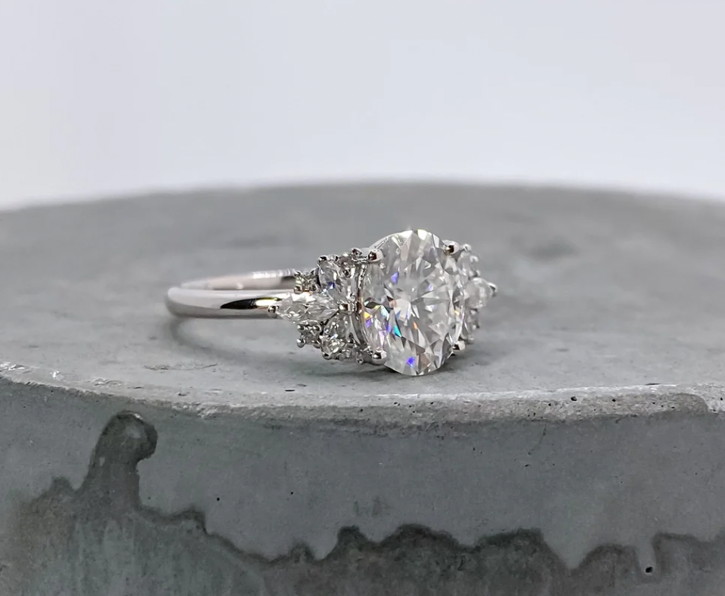 Multi Stone Oval Ring- Moissanite