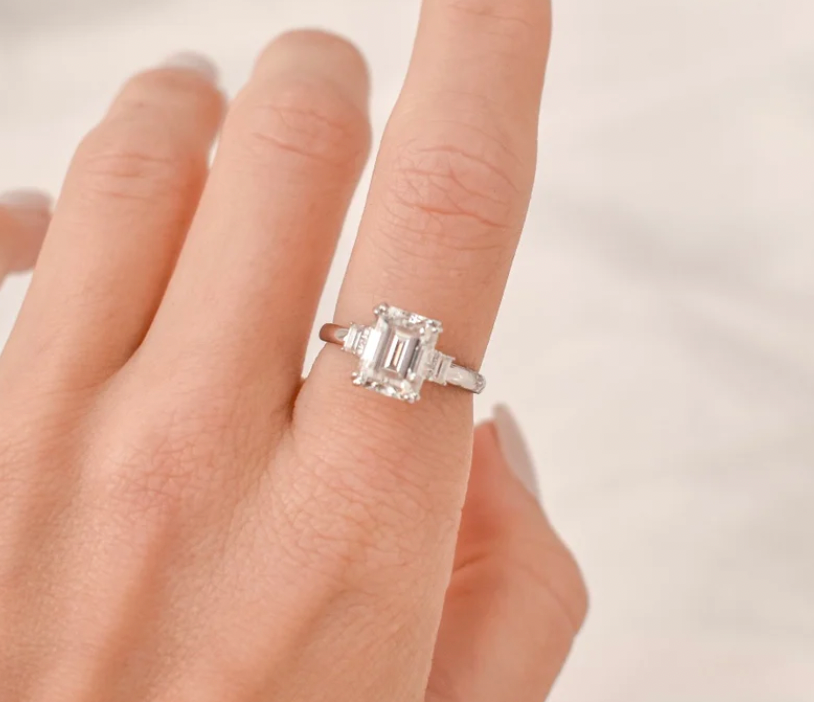 Emerald Halo Ring- Moissanite