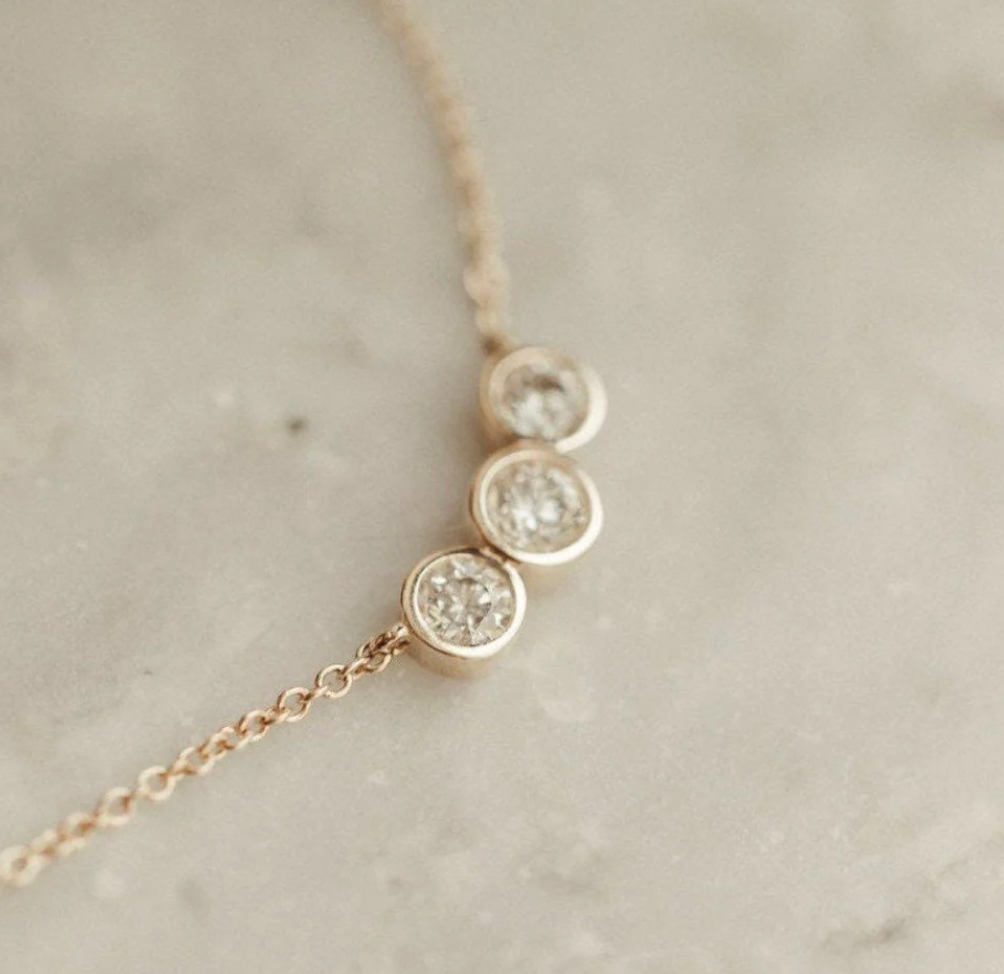 Tri Stone Necklace- Moissanite