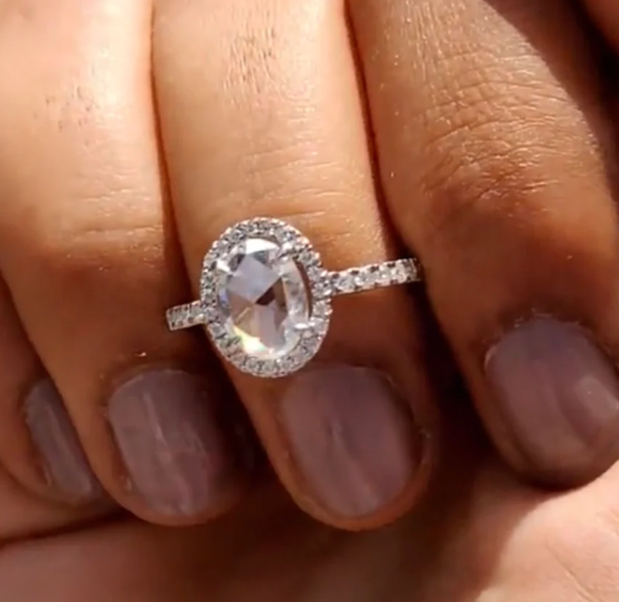 Rose Cut Halo Ring- Moissanite