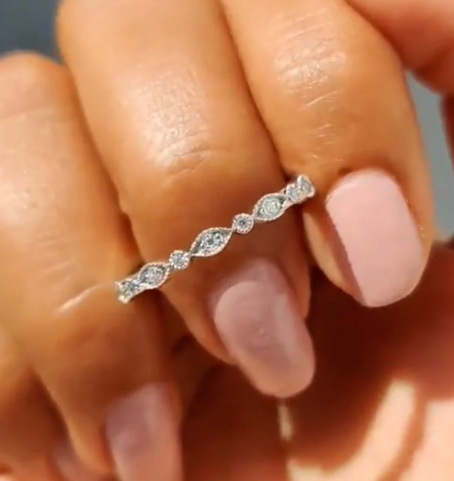 Marquise and Round Stone Band- Moissanite