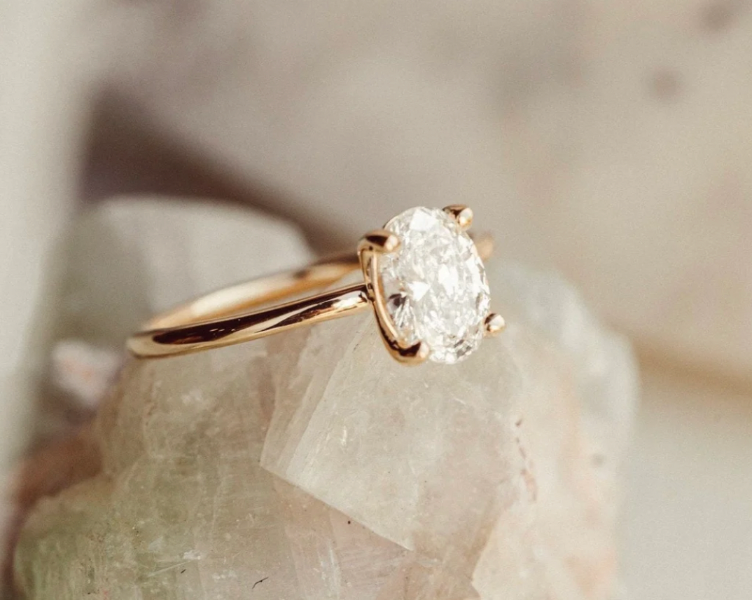Oval Classic Solitaire Ring - Moissanite