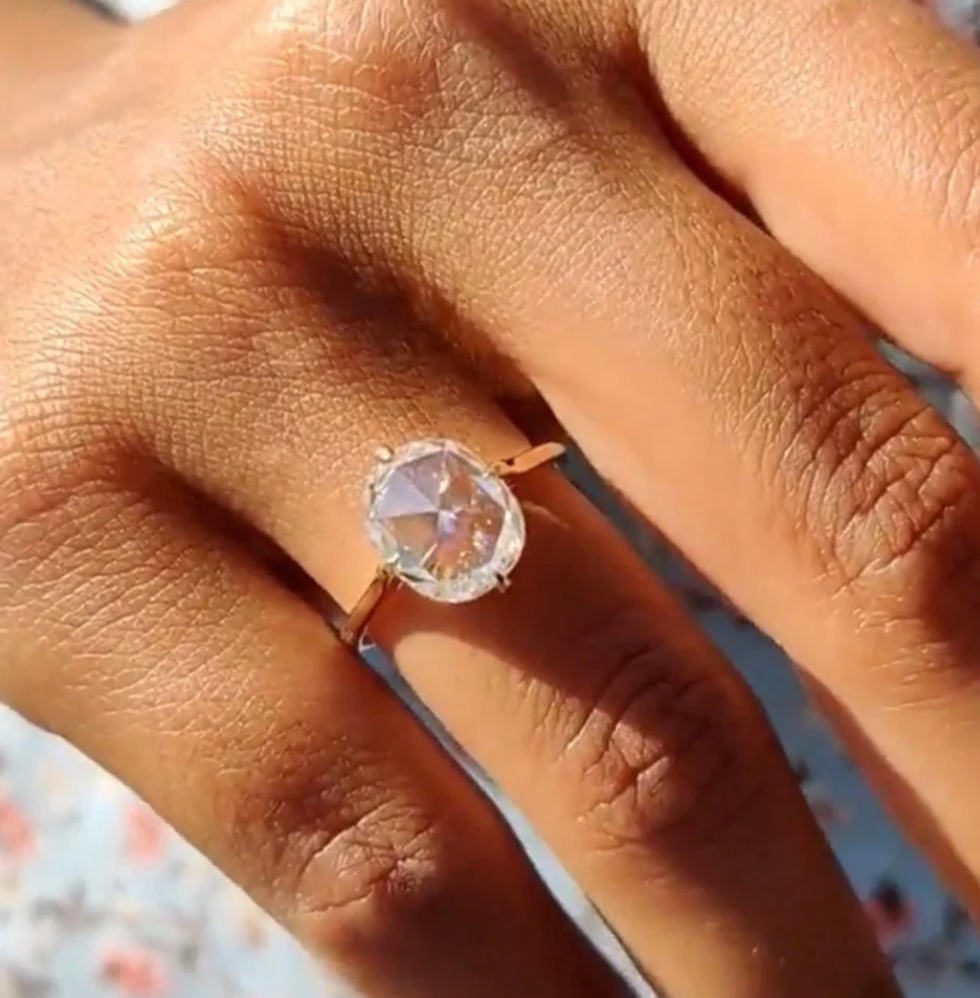 Cushion Rose Cut Ring- Moissanite