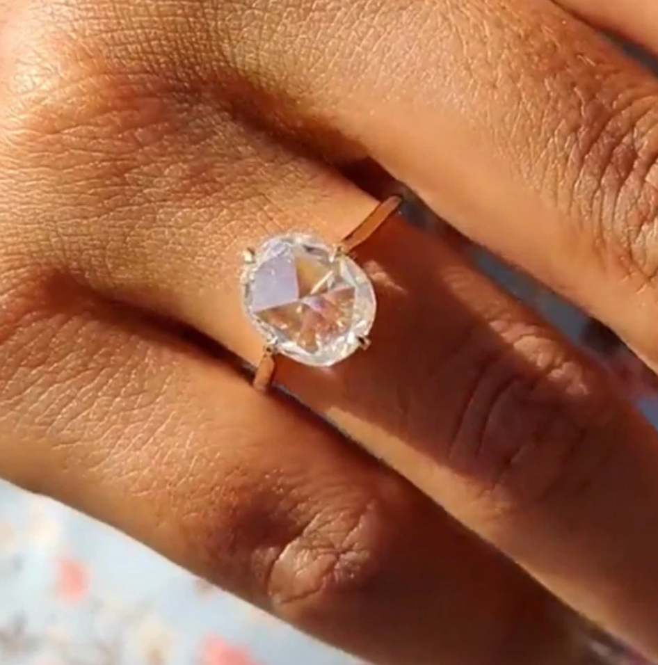 Cushion Rose Cut Ring- Moissanite