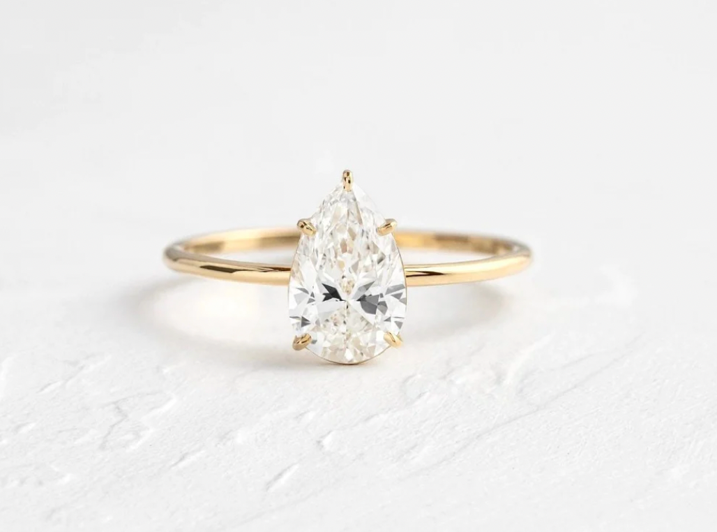 Teardrop Solitaire Ring- Moissanite