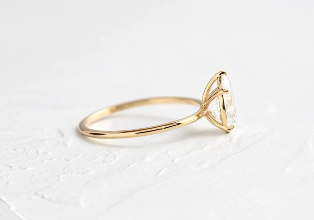 Teardrop Solitaire Ring- Moissanite
