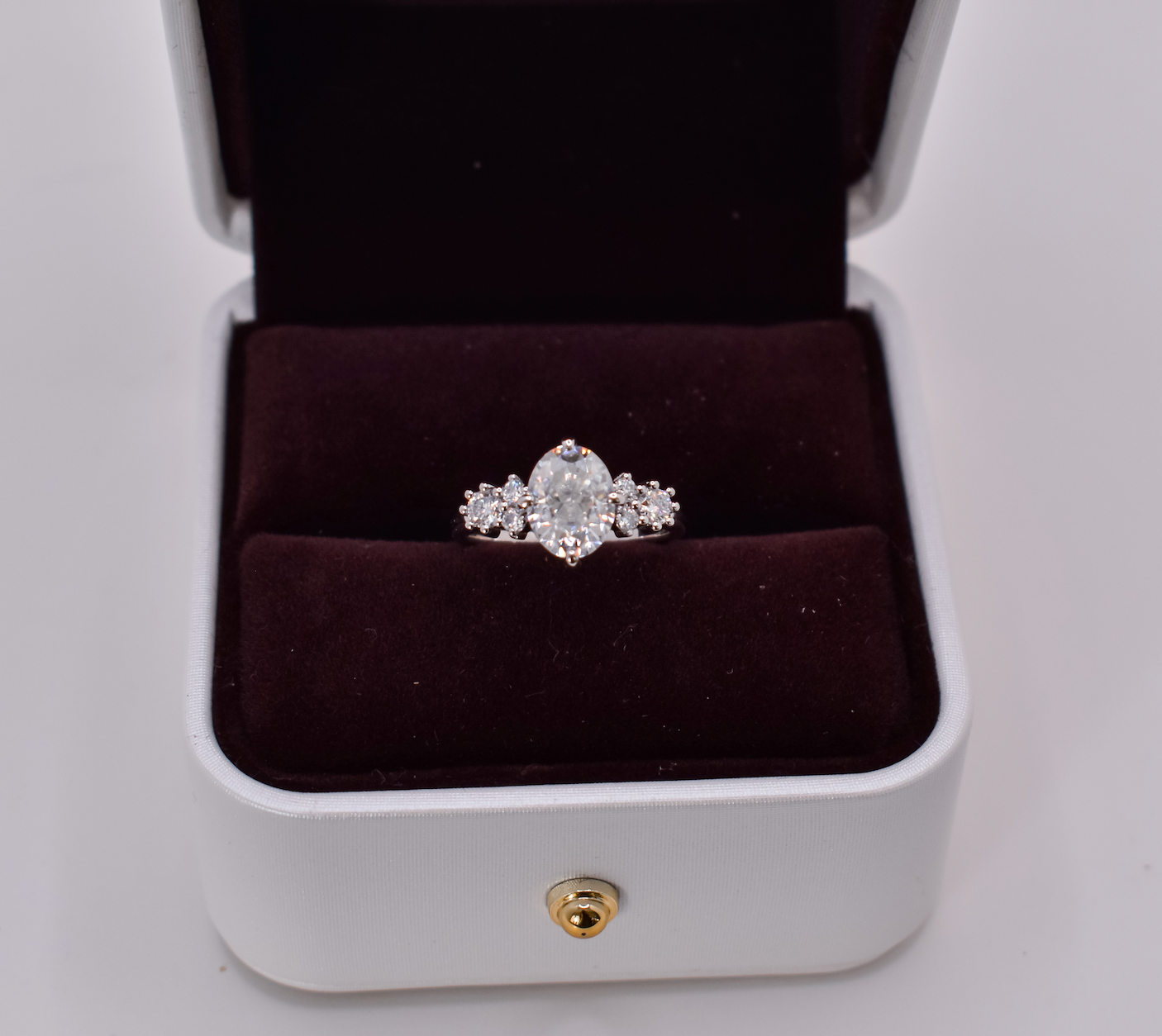 Cluster Stone Oval Ring - Moissanite