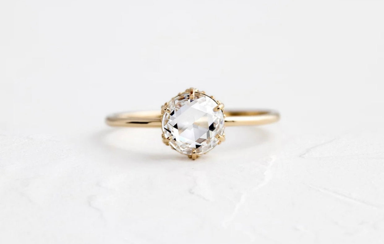 Round Rose Cut Ring- Moissanite