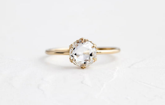 Round Rose Cut Ring- Moissanite