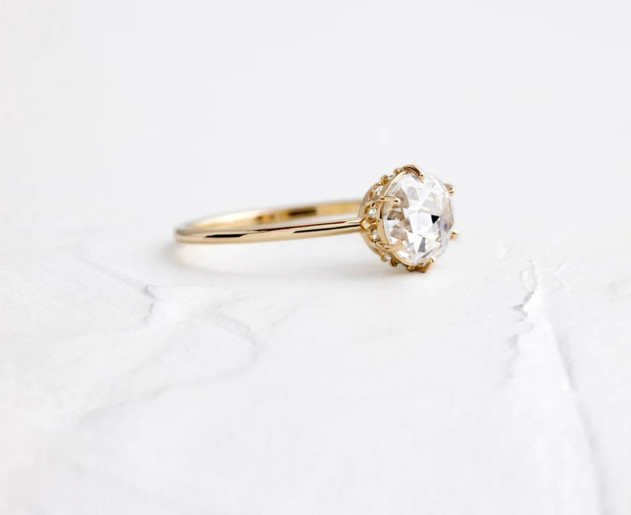 Round Rose Cut Ring- Moissanite