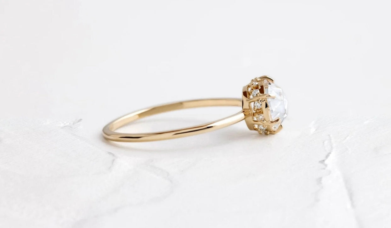 Round Rose Cut Ring- Moissanite