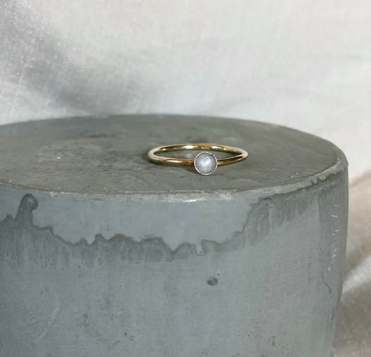 Raw White Gold Round Ring