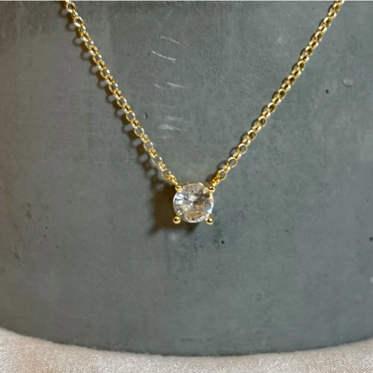 Dainty Round Gemstone Necklace