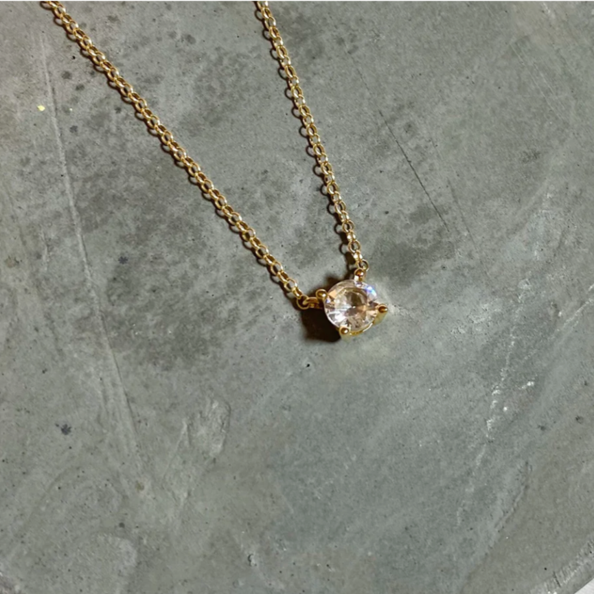 Dainty Round Gemstone Necklace