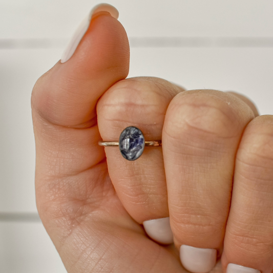 Raw White Gold Oval Ring