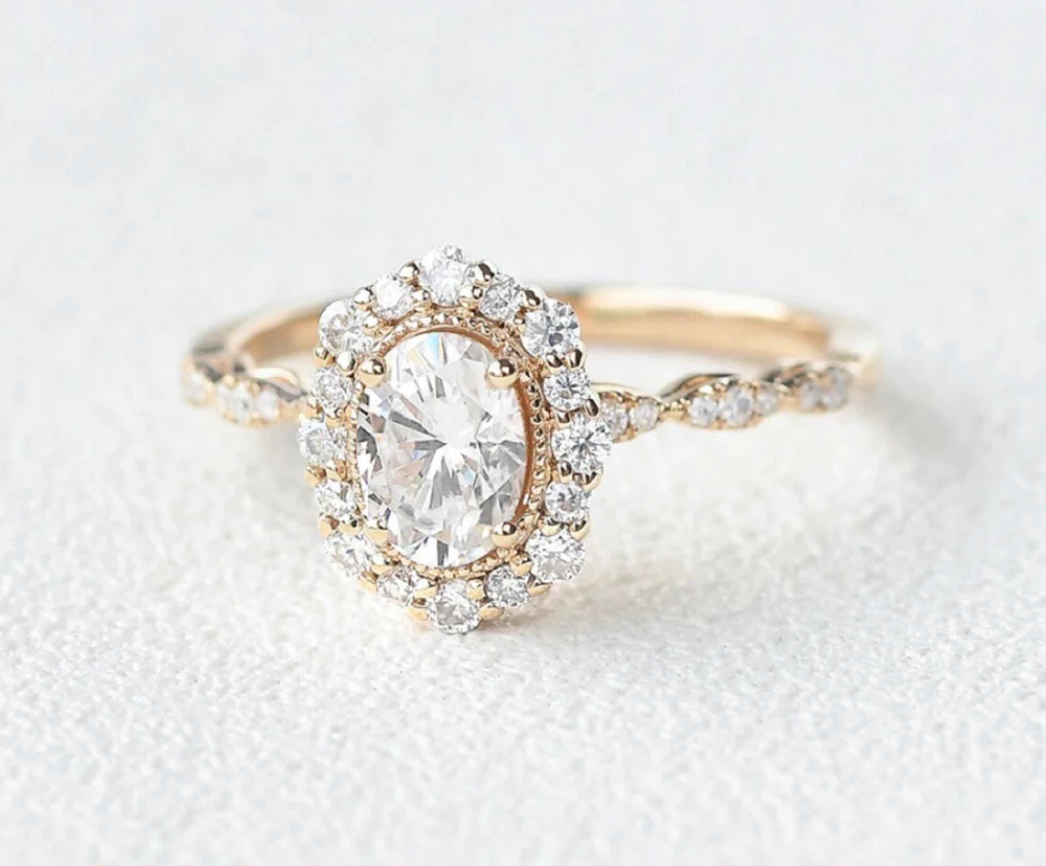 Vintage Lace Ring- Moissanite