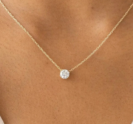 Round Solitaire Necklace- Moissanite