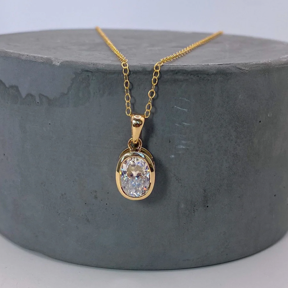 Large Oval Necklace- Moissanite