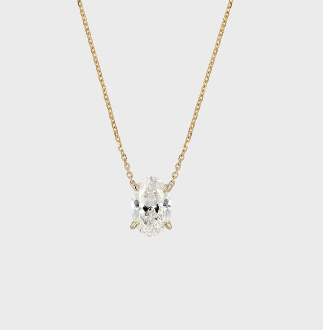 Oval Solitaire Necklace- Moissanite