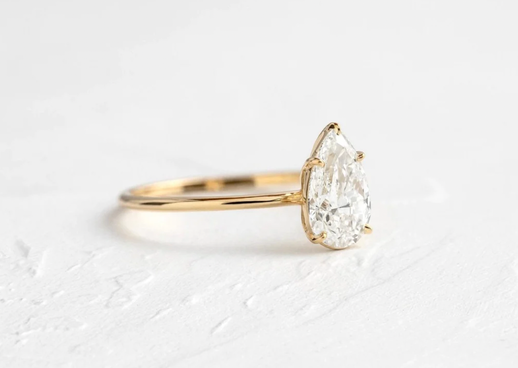 Teardrop Solitaire Ring- Moissanite